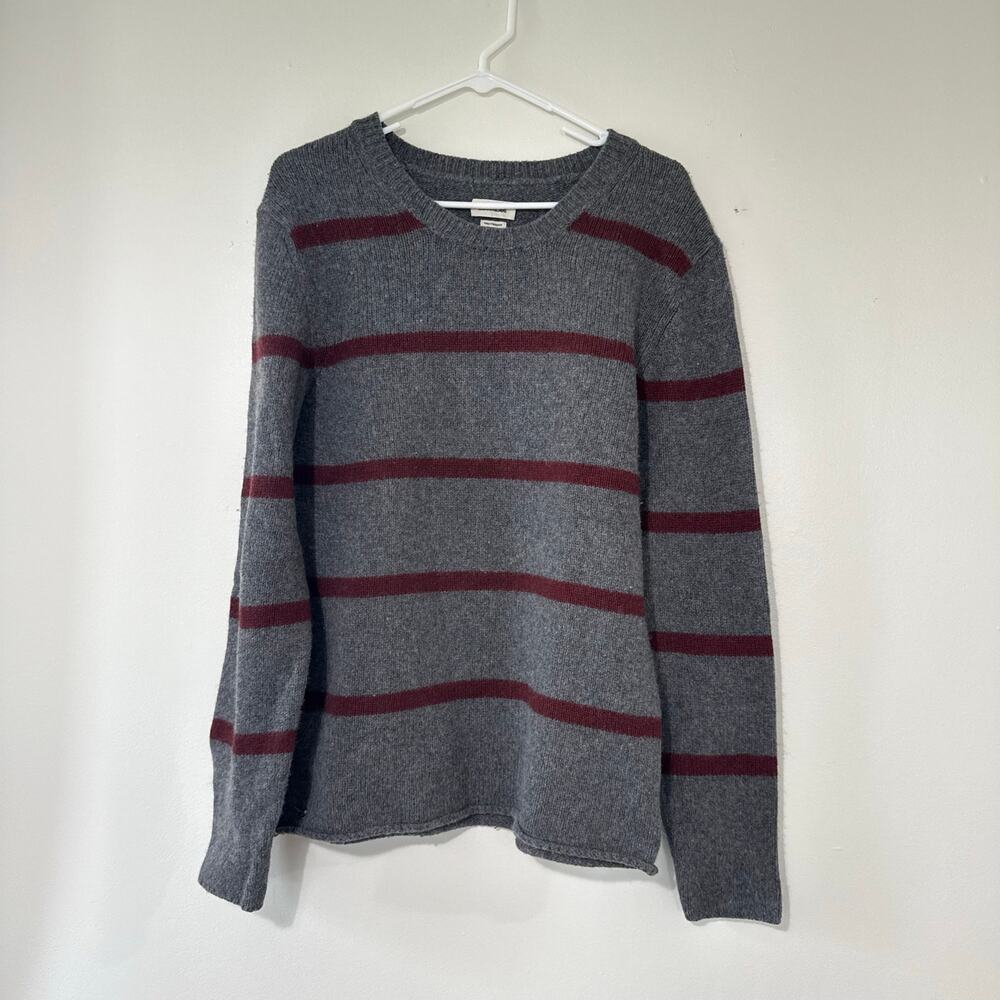 Zadig & Voltaire Franklin Wool Blend Striped Sweater Grey Maroon Size Medium